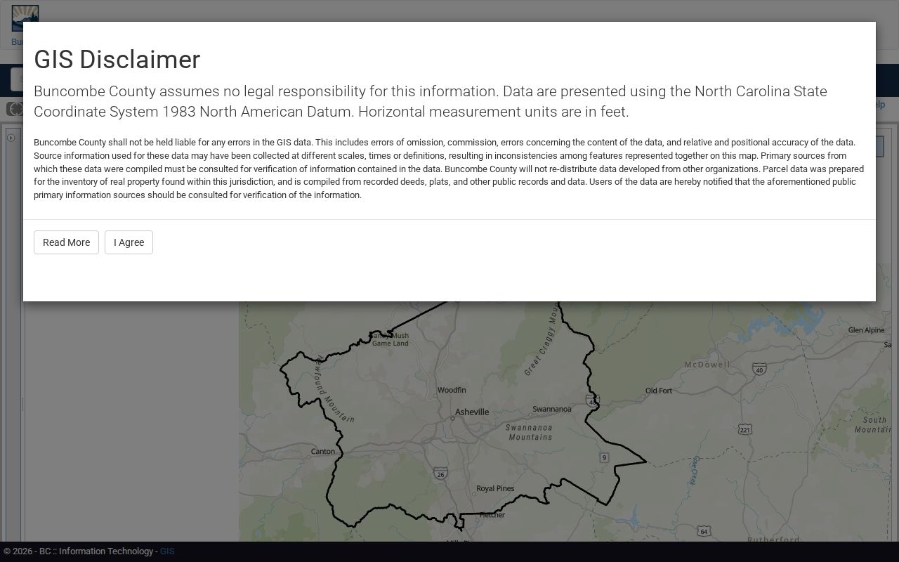 Asheville public records access through the Buncombe County GIS parcel viewer